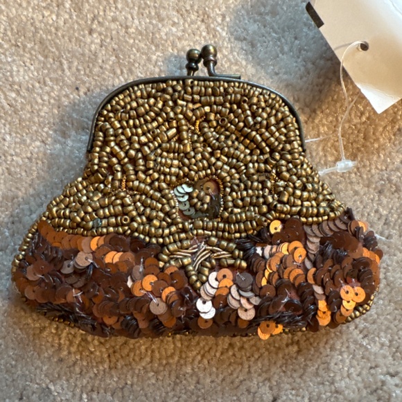 Sequined and Beaded Copper Coin Purse - Picture 2 of 4